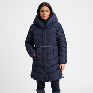 Manteau long à capuche pour femme, couleur unie, épais et chaud, vêtement d'extérieur d'hiver, manches longues, style décontracté, rembourrage en fibre de polyester - Product Image 6