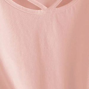 เสื้อครอปท็อปทรงเข้ารูปพรีเมียม แขนสั้น สีชมพูอ่อน สไตล์สปอร์ต ผูกโบว์ด้านหน้า แฟชั่นขายส่ง - Product Image 5