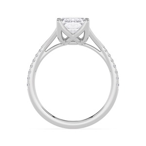 Bague de fiançailles moderne en or rose 10K avec diamants de laboratoire, 3.11 carats au total, design rond et émeraude, style nuptial. - Product Image 4
