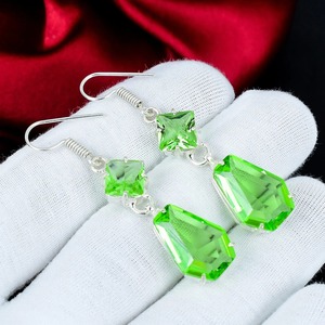 Boucles d'oreilles pendantes en améthyste verte, argent sterling 925, faites à la main, bijoux en améthyste verte, cadeaux de Noël pour elle - Product Image 5