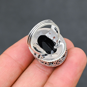Magnifique bague en onyx noir moderne, très tendance, en argent sterling 925 massif, bijoux faits à la main, vente en gros directe usine - Product Image 4
