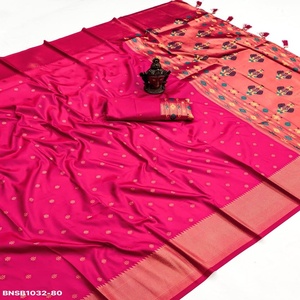 Premium Collection Festival Wear Banarasi Silk with Weaving Design &Zari Weaving Pallu <b>Saree</b>-<b>Blouse</b> Collection At Wholesale Rate - Product Image 1