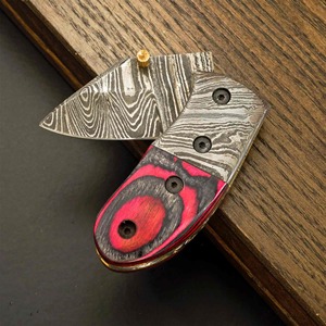Edge Master Manufacture Handmade Lightoller Damascus Steel Folding Pocket Knife Wood Handle DIY Industrial Utility Drop Point - Product Image 3