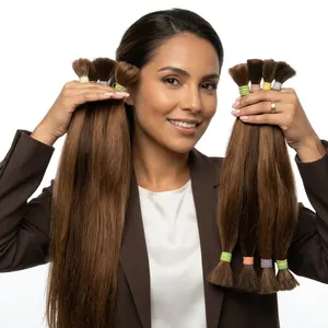 ผมต่อแบบ Remy แท้ สีน้ำตาลธรรมชาติ สำหรับทำวิกผม ใช้ในร้านเสริมสวย และปรับแต่งได้ - Product Image 4
