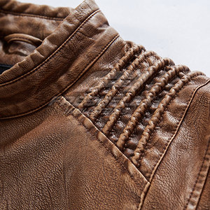 Top Selling Latest Design Cheap Price <b>Men</b> Casual Zipper <b>Leather</b> <b>Jacket</b> Custom Made Color Stand Collar Unique Style Winter - Product Image 5