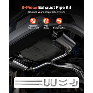 Kit de tubes d'échappement personnalisés en acier doux de 2,25 pouces, 8 pièces, 90 et 135 degrés, tubes en U, finition galvanisée, ajustement universel pour - Product Image 2