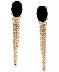 2-Pc. <b>Set</b> Onyx <b>Stud</b> & Chain Drop <b>Earrings</b> in 14k Gold-Plated Sterling <b>Silver</b> | Macy's - Product Image 4