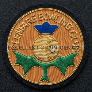 Glenfarg <b>Bowling</b> Club Embroidered Patch Round Sew-On Fabric Badge Circular Classical Design For Garment - Product Image 3