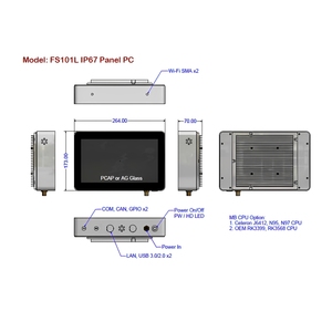 10.1" Fully IP67 Waterproof Industrial Marine Panel PC Touch Screen (PCAP/Resistive) Option: Internal UPS - Product Image 4