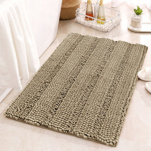 Tapis de douche en chenille à rayures, séchage rapide, personnalisable avec logo, style tendance pour sécher les pieds - Product Image 3