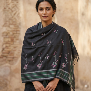 Wholesale AHE Pashmina <b>Black</b> Viscose Scarf Women Winter Long <b>Shawl</b> Durable Paisley Wrap for Daily Wear Travel - Product Image 6