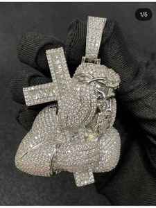 Religious Jesus Piece Pendant Round Cut Moissanite Diamond Unisex 925 Sterling <b>Silver</b> Fine Jewelry Pendant <b>Charm</b> Gift - Product Image 4