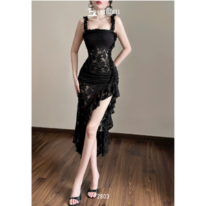 Ensemble deux pièces pour femmes en gros - Robe en dentelle sensuelle 4 pièces à ourlet asymétrique ET2803 - Product Image 1