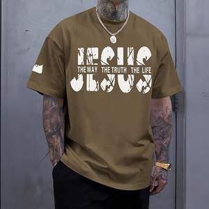 T-shirt graphique surdimensionné inspirant pour hommes, 100% coton, tissu peigné - Product Image 5