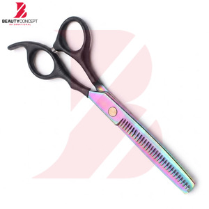 Ciseaux à cheveux multi-couleurs avec manche en plastique noir, ciseaux professionnels pour coiffeurs - Product Image 2
