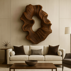 Sculpture murale modulaire en bois artisanale, art en bois organique pour le salon, décoration murale en bois unique - Product Image 4