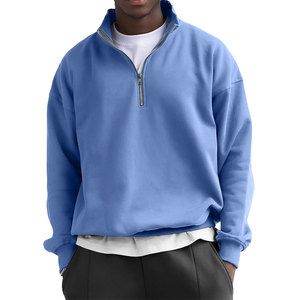 เสื้อสเวตเชิ้ตผู้ชายสีเบจ คอซิป แขนยาว สีพื้น ผ้าถัก คอตตอน สวมใส่สบาย - Product Image 5