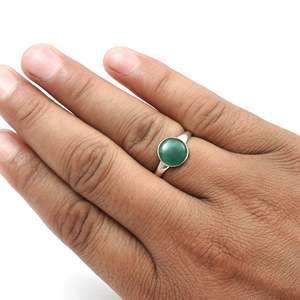 แหวนเงินแท้ 925 ทำมือ ประดับด้วยพลอยออนิกซ์สีเขียวธรรมชาติ ของขวัญสไตล์โบฮีเมียนที่สมบูรณ์แบบสำหรับเธอ ในวันเกิด หรือใส่ได้ทุกวัน - Product Image 5