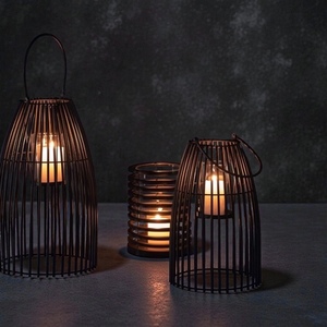 Iron Candle <b>Lanterns</b> <b>Set</b> of 3 Heat Resistant Home Decoration Votive Holders Modern Wire Design - Product Image 4