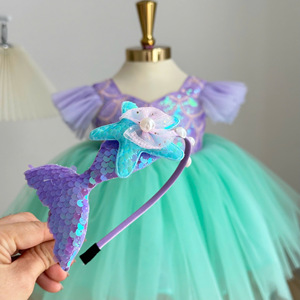 Nhung Nguyen Mermaid Princess Dress for Girls | <b>Sparkly</b> Tulle Party Gown | Kids Birthday Costume Outfit | Made in Vietnam - Product Image 2