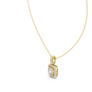 14K Yellow Gold <b>Cushion</b> & <b>Round</b> Lab-Grown Diamond Pendant for Women | Engagement | New Grown Diamond - Product Image 4