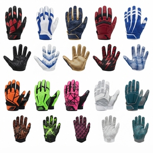Unisex Full Finger Leather Sports <b>Gloves</b> Red White Non Slip Breathable <b>Touchscreen</b> Compatible Outdoor Hook and Loop Closure - Product Image 5