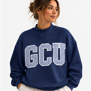 Sweat-shirt à col ras du cou surdimensionné pour femme avec imprimé lettres GCU, sweat-shirt à col montant premium pour femme, pull en molleton à col haut avec imprimé graphique surdimensionné - Product Image 1