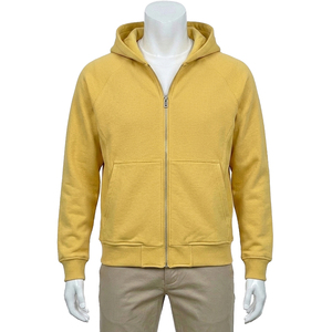 Sweat-shirt à capuche jaune pour homme, 100% coton, tricoté, coupe classique, couleur unie, décontracté, pour l'automne - Product Image 1