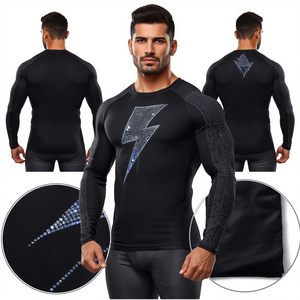 Rashguard de compression pour homme Lightning Crystal Performance - Séchage rapide, antibactérien, respirant, sans manches - Product Image 1