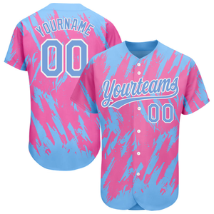 Maillot de baseball unisexe personnalisé, motif éclair rose et bleu, impression par sublimation, polyester respirant, nom d'équipe adulte, n'importe quel nom 00 - Product Image 2