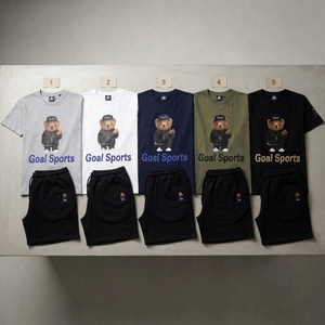 Conjunto Deportivo Informal de Dos Piezas para Hombre, Verano, Tejido de Punto, Transpirable, Secado Rápido, Estampado Metálico, Poliéster/Algodón, Camiseta Deportiva - Product Image 5