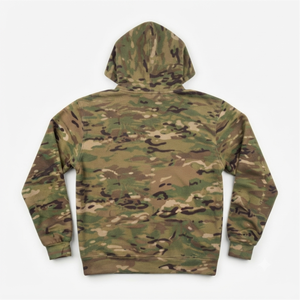 Sudadera con Capucha de Camuflaje con Logotipo Personalizado, Chaqueta de Forro Polar con Cierre para Hombre, Corte Regular, Ropa Casual de Otoño, Poliéster con Estampado por Transferencia de Calor - Product Image 3