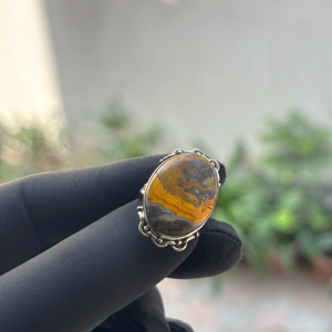 Bague pour femme en argent sterling 925, avec pierre précieuse naturelle abeille, style bohème miniature, idéale pour mariage ou Noël, bijou fait main - Product Image 1