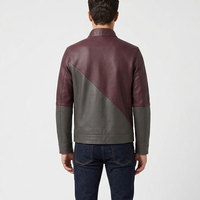 Veste en cuir véritable élégante pour homme, style motard, col montant, plusieurs poches zippées, finition lisse et confortable