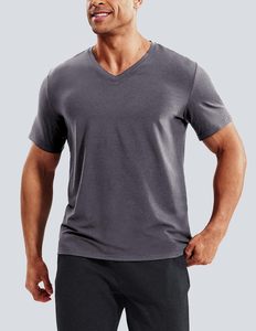 Camiseta Básica de Cuello en V para Hombre, Jersey Suave de Spandex/Algodón, Manga Corta, Casual, Cómoda, Ligera, Transpirable y Ecológica - Product Image 2