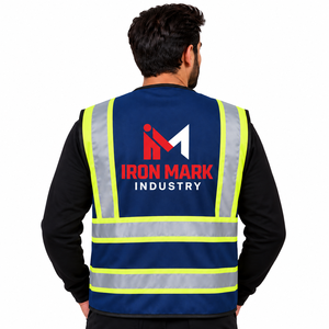 Chaleco de Seguridad Reflectante de Alta Visibilidad Iron Mark, Ropa de Trabajo Unisex con Bolsillos, Impresión de Logotipo, Tela de Algodón Transpirable, Certificado CE - Product Image 3