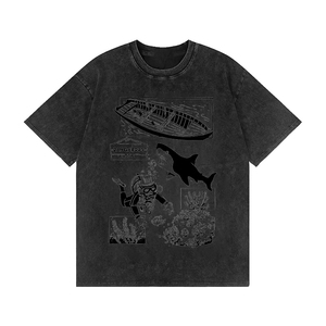 Wholesale Oversized <b>Black</b> Tees Vintage Graphic Custom Acid Wash Printing T-<b>shirt</b> Men - Product Image 3