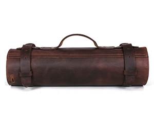 Nouvel Arrivage – Ensemble de Couteaux de Cuisine en Cuir Véritable Marron Foncé, Organisateur de Couverts Enroulable, Outil de Chef, Logo Personnalisé LKR-0338 - Product Image 3