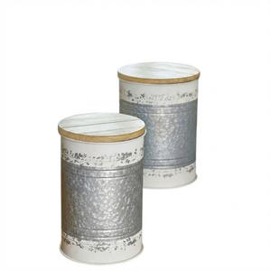 Table d'appoint en aluminium, tabouret rond artisanal avec finition texturée argent antique unique pour salon et chambre à coucher - Product Image 6