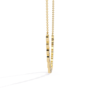 Wavy Curve Bar <b>Necklace</b> Featuring a Modern 10K 14K 18K Yellow Gold Zigzag Squiggle Pattern Set with Shimmering Lab Grown Diamond - Product Image 3