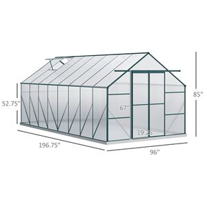 Kit Serra in Alluminio 16FT X 8FT con Tetto Regolabile, Grondaia e Porta Scorrevole per Uso Invernale Interno - Product Image 3