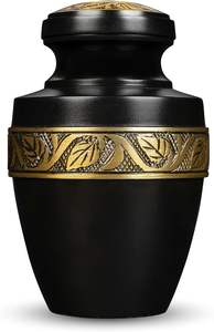 Urnes funéraires pour enfants en métal noir Art Déco 5 pouces - Product Image 2