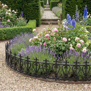 Round Cast Iron Garden <b>Fence</b> Elegant Black Ornamental Edging for Landscape Decor - Product Image 2