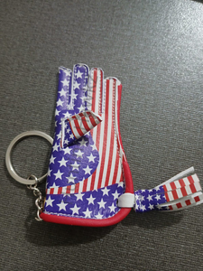 Country Falg Printed <b>Keyrings</b> with Heavy Chain and <b>Ring</b> Glove Key Chains - Product Image 6