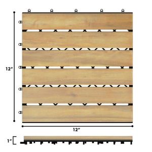 Pannello per Pavimentazione Esterna Ignifugo in Legno di Acacia 12x12 Pollici con Bordi Scanalati Fai-da-te WPC - Product Image 3
