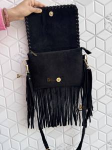 กระเป๋าหนังวัวแท้ พู่หนัง ปักตัวอักษร สไตล์โบฮีเมียน สะพายข้าง ทำมือ สำหรับผู้หญิง ใช้งานได้หลากหลาย น้ำหนักเบา - Product Image 2