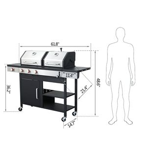 Griglia per barbecue a Gas propano a 3 fuochi con griglia a carbone combinata griglia per cottura in ghisa smaltata 37230btu griglia per barbecue - Product Image 3