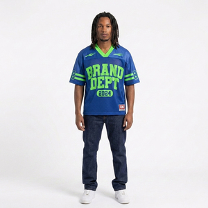 OEM Custom American Football Jersey Retro Sublimation Print Mesh Oversized Athletic Teamwear <b>Boxy</b> <b>T</b>-<b>Shirt</b> Anti-Bacterial Adults - Product Image 5