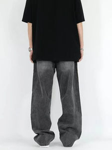 กางเกงยีนส์ทรงตรงผ้าฝ้าย 100% น้ำหนักเบา สีเหลืองโคลน สไตล์วินเทจ แต่งหมุดปักลาย สำหรับผู้ชาย แบรนด์ High Street Custom เป็นมิตรต่อสิ่งแวดล้อม - Product Image 3