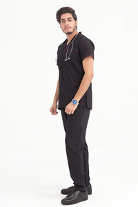 Ensemble de blouses médicales unisexe gris en coton et polyester tissé, uniforme d'hôpital, détection d'aiguilles ODM, fusion sans couture, marque personnalisée, pantalon inclus - Product Image 5
